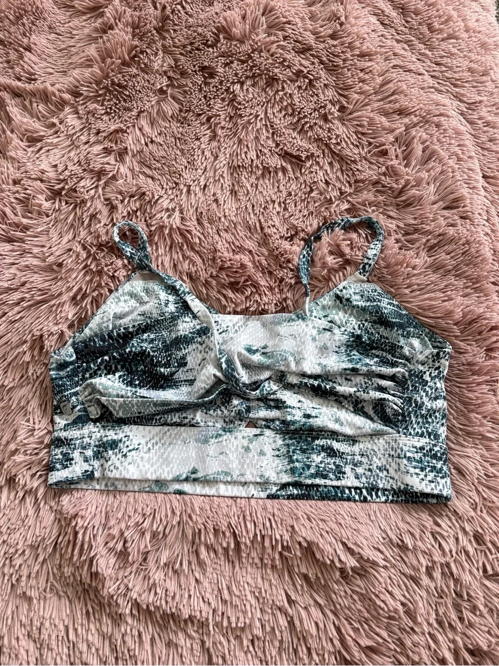 Fabletics Twist Back Snake Print Sports Bra